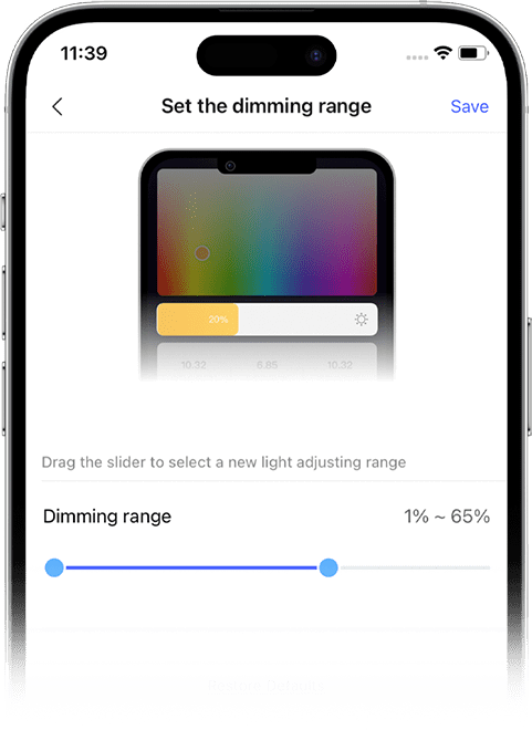 dimming range